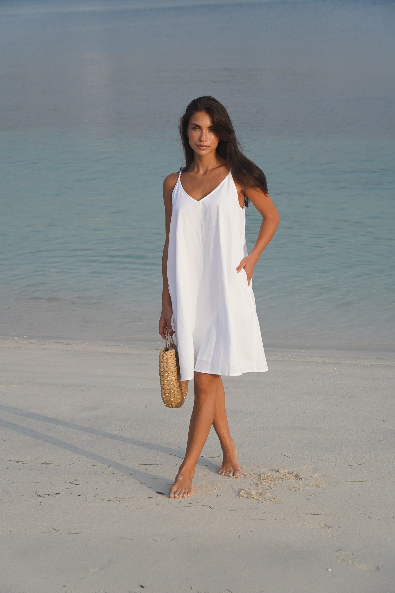 The Short Dress Linen Bianco